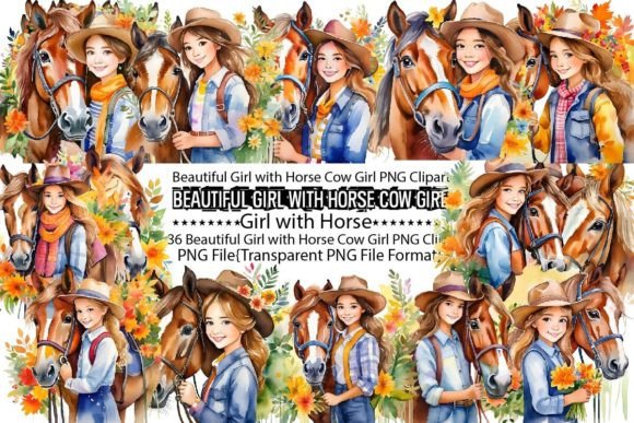 Download Beautiful Girl with Horse Cow Girl PNG - Png Collection
