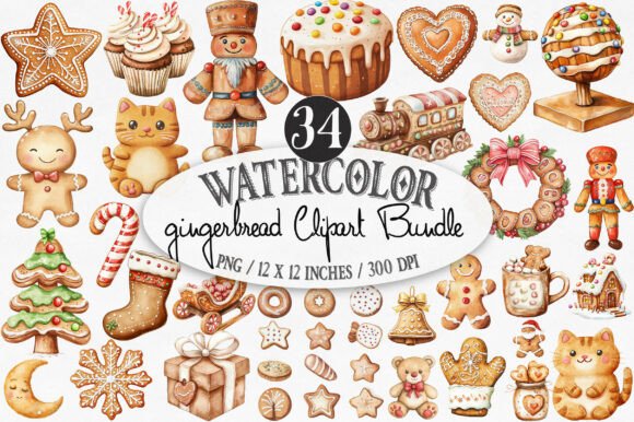 Download Watercolor Gingerbread Clipart - Gingerbread clipart Collection