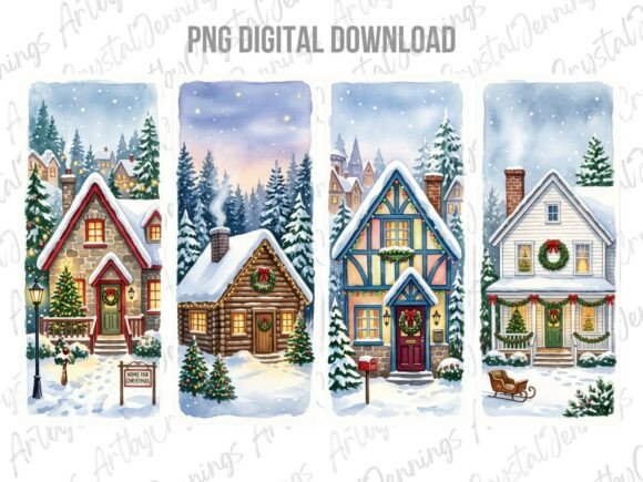 Download Winter Christmas Home Watercolor PNG - Christmas home watercolor Collection