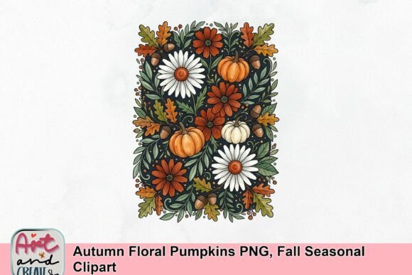 Download Autumn Floral Pumpkins PNG, Fall Seasonal Clipart - Autumn Collection