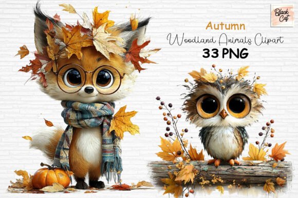 Download Autumn Woodland Animals Clipart Set PNG - Autumn Collection