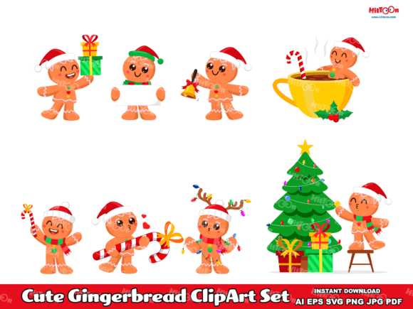 Download Christmas Gingerbread ClipArt Set - Gingerbread clipart Collection