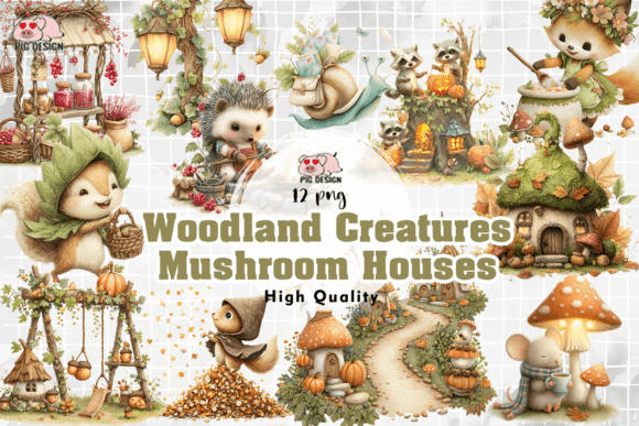 Download Woodland Creatures &amp; Mushroom Houses PNG - Png Collection