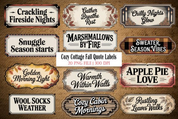 Download Cozy Cottage Fall Quote Labels - Cozy cottage Collection