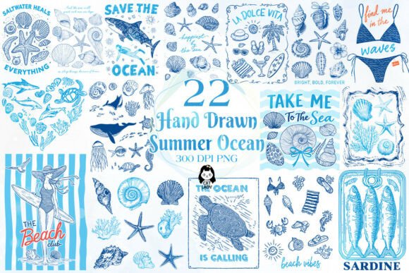 Download Hand Drawn Summer Ocean PNG Bundle - Png Collection