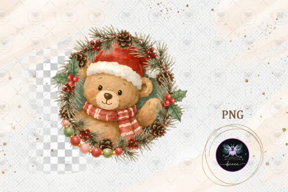 Download Christmas Teddy Bear Wreath PNG - Png Collection