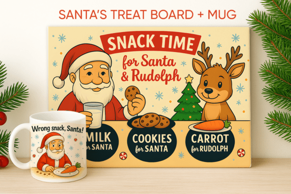 Download Santa Treat Cutting Board, Christmas Mug - Premium Bundle