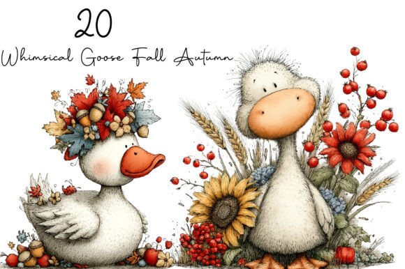 Download Whimsical Goose Fall Autumn Clipart - Autumn Collection