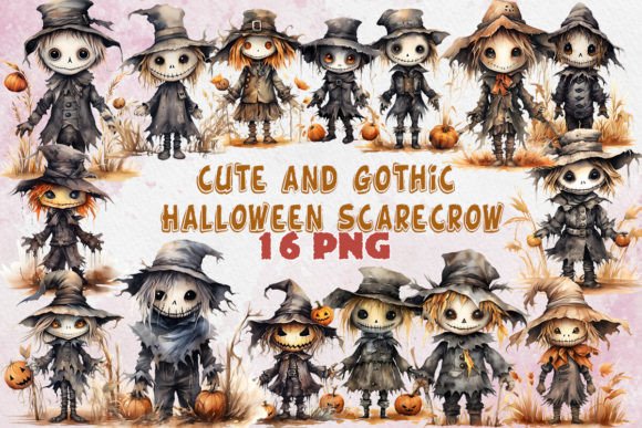 Download Halloween Scarecrow PNG Watercolor Bundl - Png Collection