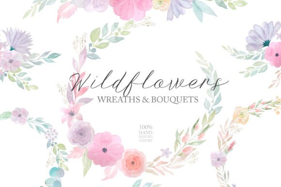 Download Watercolor Wildflower Wreath Clipart PNG - Png Collection