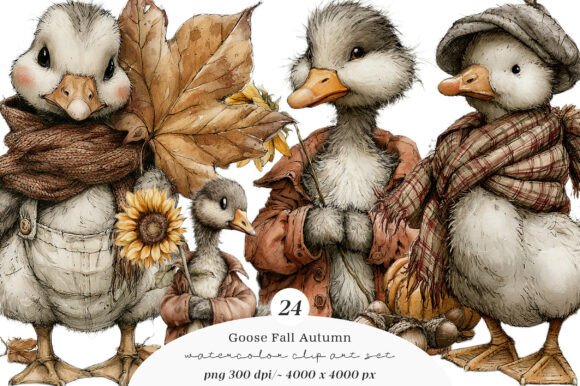 Download Whimsical Goose Fall Autumn Clipart - Autumn Collection