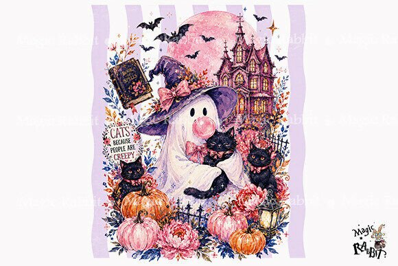 Download Pink Ghost Cat Halloween PNG - Png Collection