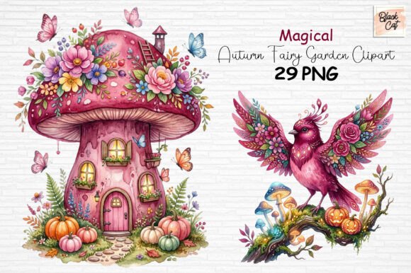 Download Magical Autumn Fairy Garden Clipart PNG - Autumn Collection