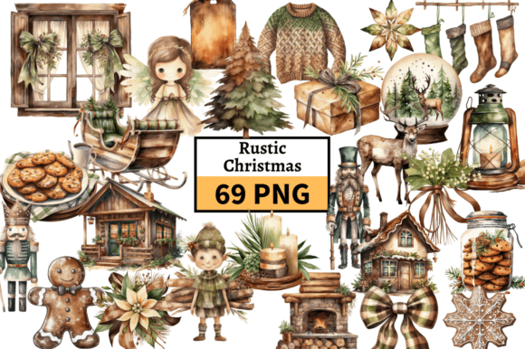 Download Rustic Christmas Clipart Bundle PNG - Png Collection