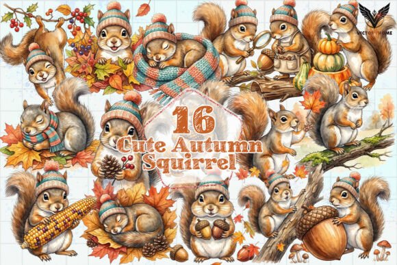 Download Cute Autumn Squirrel Clipart PNG - Autumn Collection