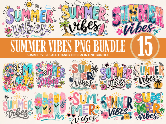 Download Summer Vibes PNG Bundle – Trendy Retro S - Png Collection