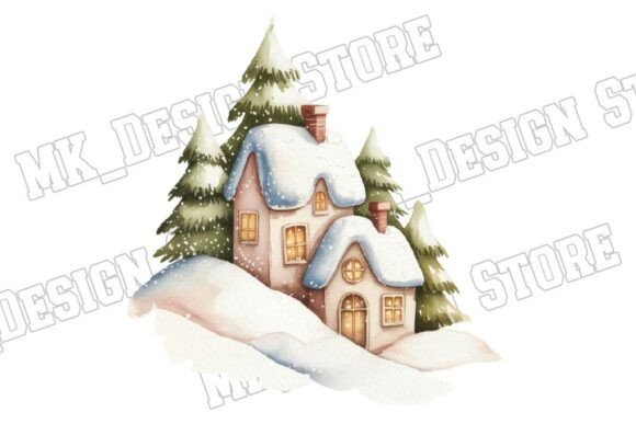 Download Christmas Village Watercolor PNG - Png Collection