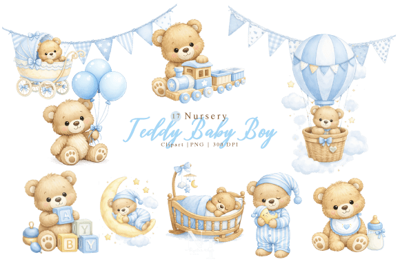 Download Nursery Teddy Baby Boy Clipart PNG - Png Collection