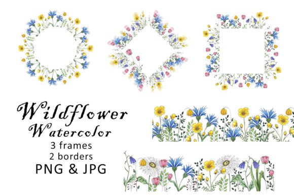 Download Watercolor Border Clipart Wildflower PNG - Png Collection