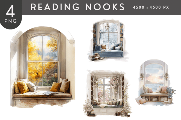 Download Cozy Watercolor Reading Nook Clipart PNG - Png Collection