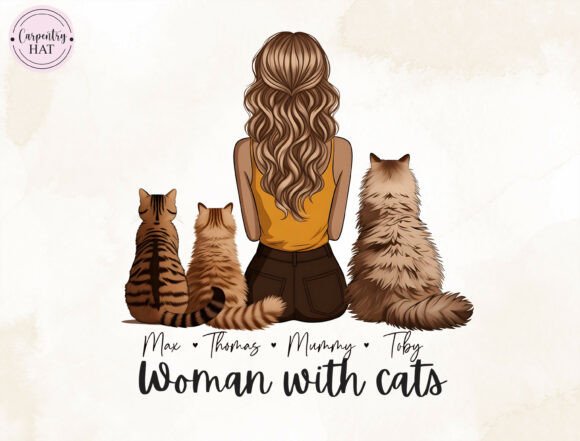 Download Woman with Cats PNG - Png Collection