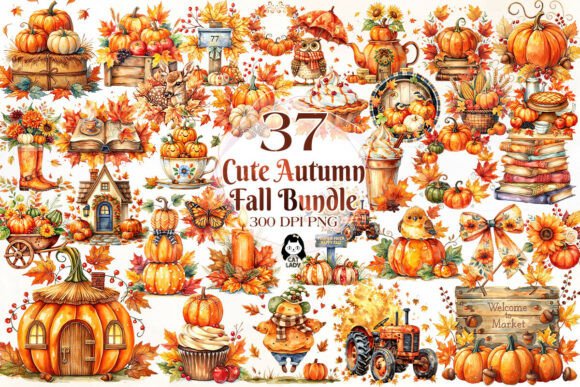 Download Watercolor Cute Autumn Fall Clipart - Autumn Collection