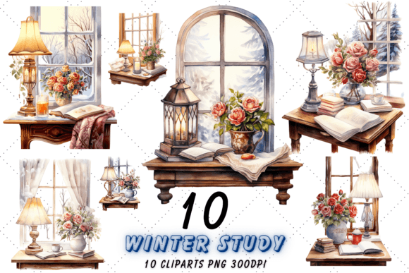 Download Cozy Winter Study Watercolor Clipart Png - Png Collection