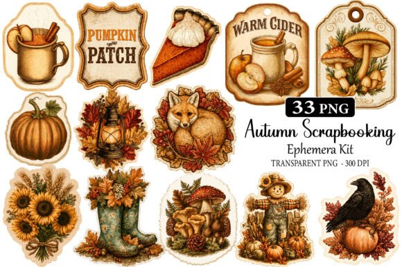 Download Autumn Scrapbooking Ephemera Kit - Autumn Collection