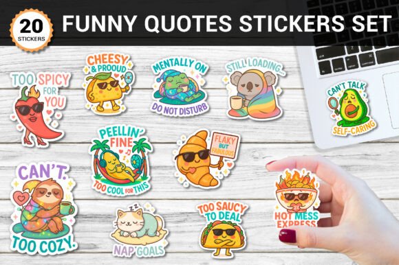 Download Funny Quotes Stickers Set PNG - Png Collection