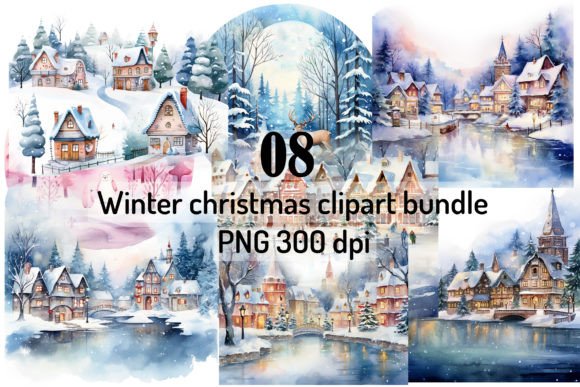 Download Christmas Village Watercolor Clipart Png - Png Collection