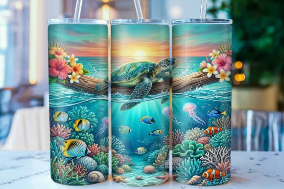 Download Sea Turtle Ocean 20oz Tumbler Wrap PNG - Png Collection