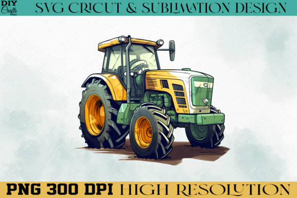 Download Farm Tractor PNG Watercolor Design - Png Collection