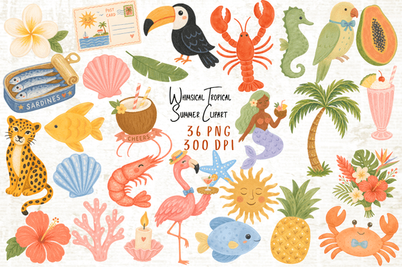 Download Whimsical Tropical Summer Clipart PNG - Png Collection