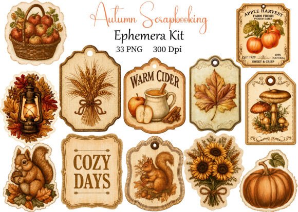 Download Autumn Scrapbooking Ephemera Kit - Autumn Collection