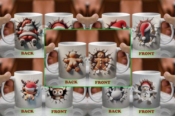 Download Both Side 3D Christmas Mug Wrap Bundle - Christmas mug Collection