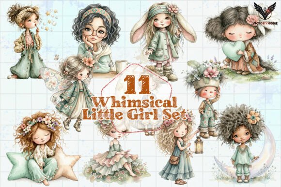 Download Whimsical Little Girl Set PNG - Png Collection