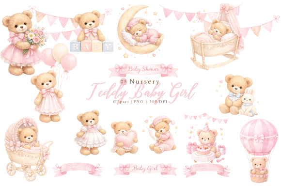 Download Nursery Teddy Baby Girl Clipart PNG - Png Collection