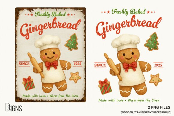 Download Christmas Gingerbread Vintage Sign Png - Png Collection