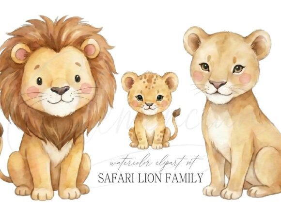 Download Safari Lion Family Clipart PNG Set - Png Collection