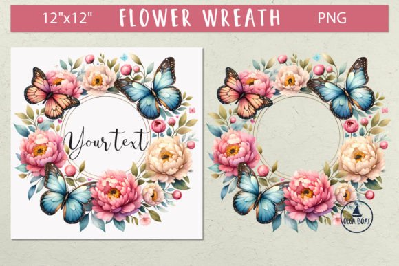 Download Butterfly Flower Frame Floral Wreath Png - Png Collection