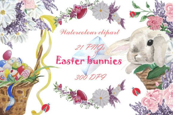 Download Watercolour Clipart Easter Bunnies PNG - Png Collection