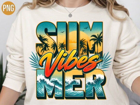 Download Retro Beach Summer Vibes PNG T-Shirt - Png Collection