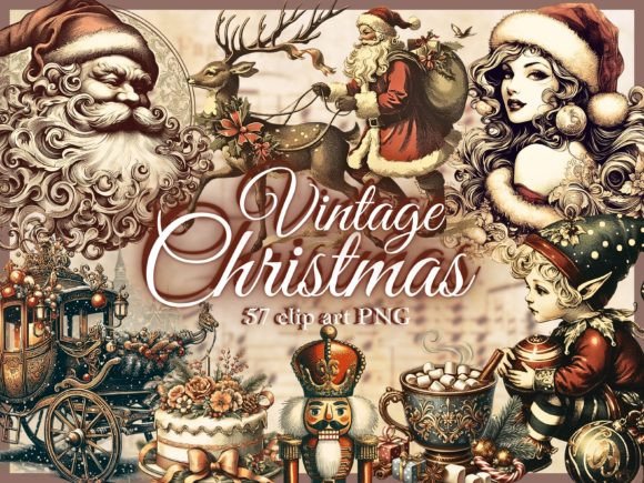 Download Vintage Christmas Clipart Christmas PNG - Png Collection
