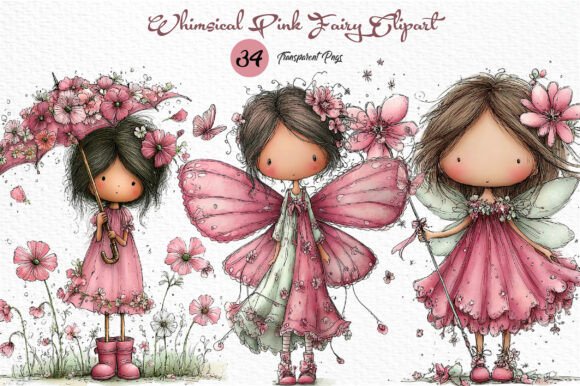 Download Whimsical Pink Fairy Clipart PNG - Png Collection