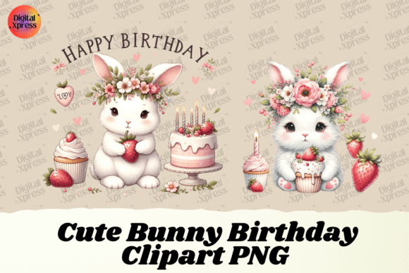 Download Cute Bunny Birthday Clipart PNG - Png Collection
