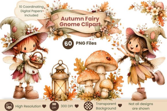 Download Autumn Fairy Gnome Clipart Bundle - Autumn Collection