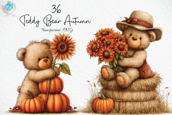Download Whimsical Teddy Bear Autumn Clipart - Autumn Collection