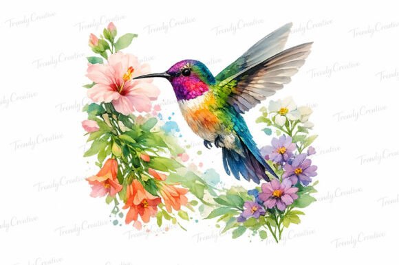 Download Floral Hummingbird Watercolor PNG - Png Collection