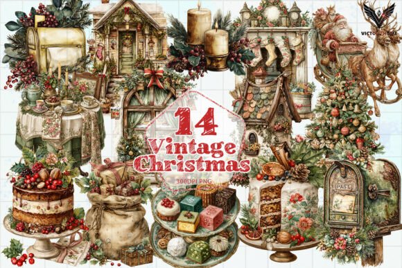 Download Vintage Christmas Watercolor PNG - Png Collection