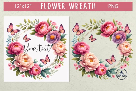 Download Butterfly Flower Frame Peony Wreath Png - Png Collection